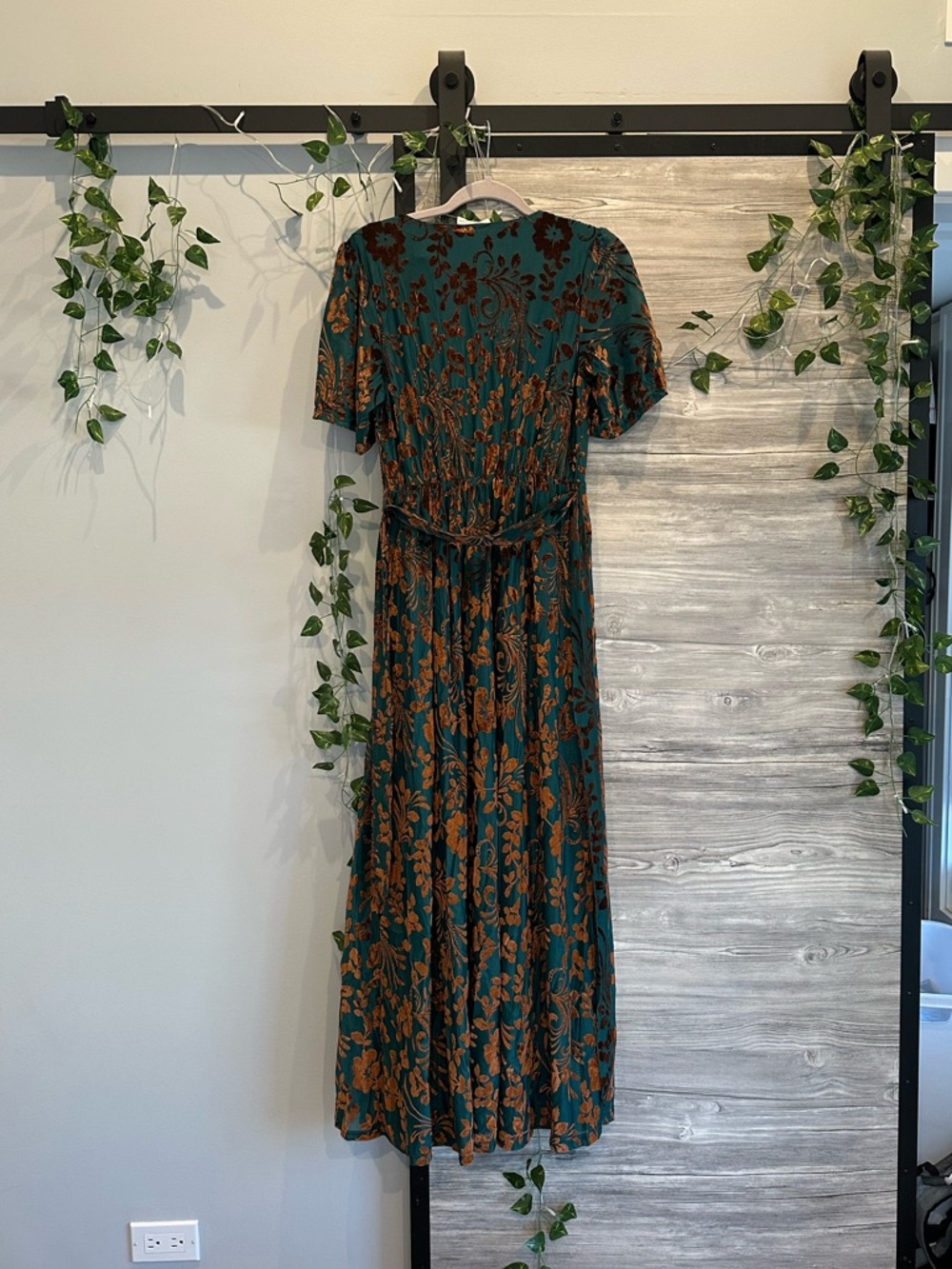 NWT - Baltic Born Green and Rust Floral Wrap Maxi Dress - Picture 6 of 12
